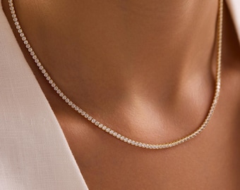 Sterling Silver Tennis Necklace: Dainty Chain Jewelry