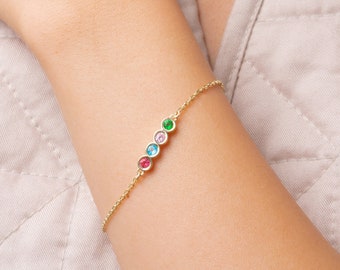Custom Birthstone Bracelet: Sterling Silver, Personalized Gemstone Jewelry