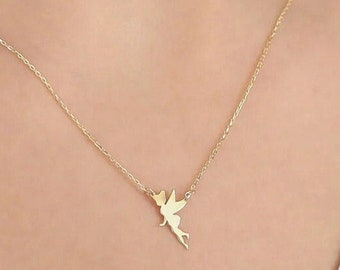 Gold Fairy Necklace, Silver Water Fairy Pendant, Nymph Necklace, Fantastic Dainty Necklace, Gifts For Her, Fairy Jewelry, Christmas Gift