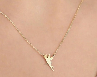 Sterling Silver Fairy Pendant Necklace - Dainty Nymph Jewelry