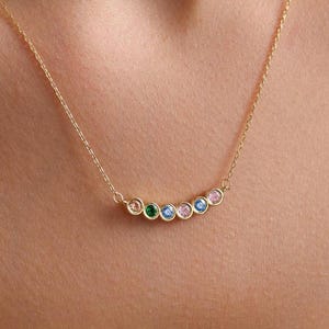 14K Gold Plated Family Birthstone Necklace: Personalized Jewelry Gift