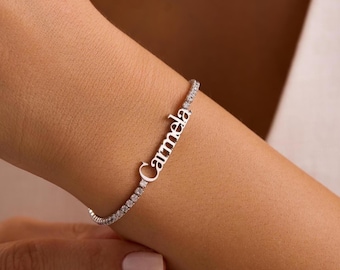 Sterling Silver Tennis Name Bracelet: Personalized Jewelry Gift