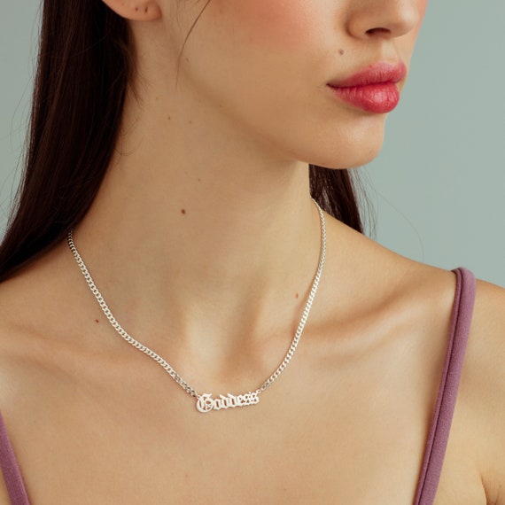 Gothic personalized name necklace sale