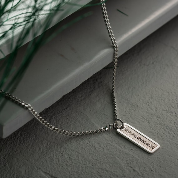 Personalized 925 Sterling Silver Bar Necklace - Custom Engraved