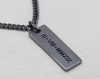 Personalisierte Halskette mit Gravur für Männer - Personalisierte Halskette - Benutzerdefiniertes Vatertagsgeschenk - Personalisierte Halskette mit Gravur