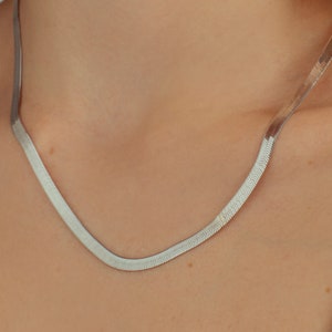 14k Gold SchlangenKette,Gold Choker,Hochwertige Flache Schlangen Kette,Gold Halskette,925 Sterling Silber,Gold SchlangenKette, Geschenk für Sie
