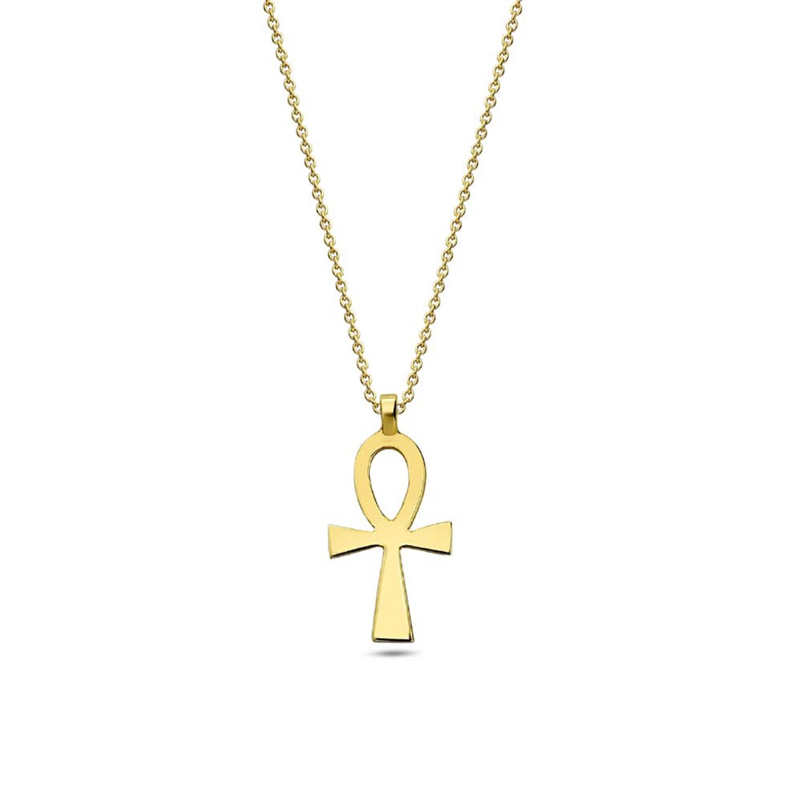 14k Solid Gold Ankh Necklace Silver Ankh Necklace Dainty Etsy