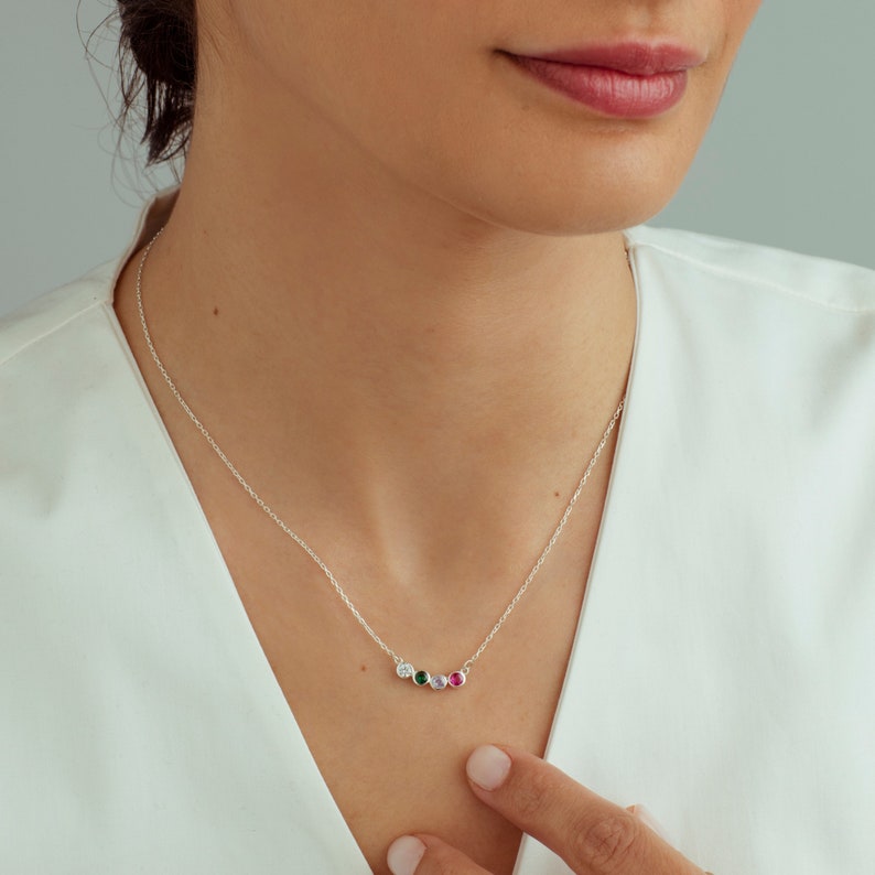 Silver Birthstone Necklace, Personalized Gifts, 14k Solid Gold Birthstone Jewelry, Family Necklace For Grandmothers, Christmas Gift, Best Gifts for Mothers, Personalized Birthstone Necklace, Family Birthstone Necklace, Birthstone Gift, Dainty Necklac
