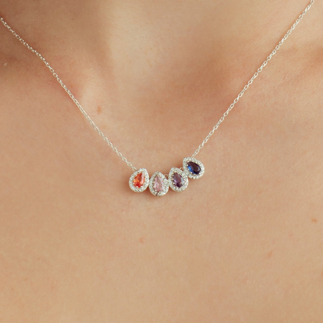 Family Birthstone Necklace, Birthstone Jewelry,august Birthstone