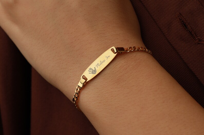 14k Solid Gold Baby ID Bracelet New Baby Gifts 925 Sterling Etsy