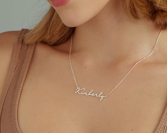 Personalized Name Necklace: Custom Engraved 14k Gold Pendant
