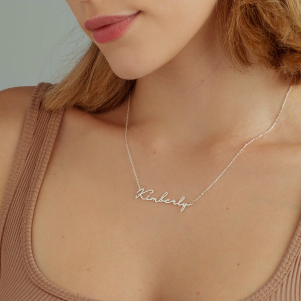 Personalisierte Name Halskette - Individuell gravierter Gold Anhänger - Handgefertigter Schmuck - Weihnachtsgeschenk, Geschenke für Mama, Geschenke für Sie
