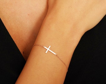 Cross Bracelet Women, Dainty Cross Bracelet, Gifts for Her, Mother's Day Gifts, Christian Bracelet, Armband Kreuz, Gold Cross Bracelet