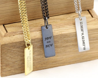 Custom Minimal Necklace Engraved Necklace Coordinates Necklace Couples Jewelry Gift Custom Necklace Personalized Jewelry Necklace