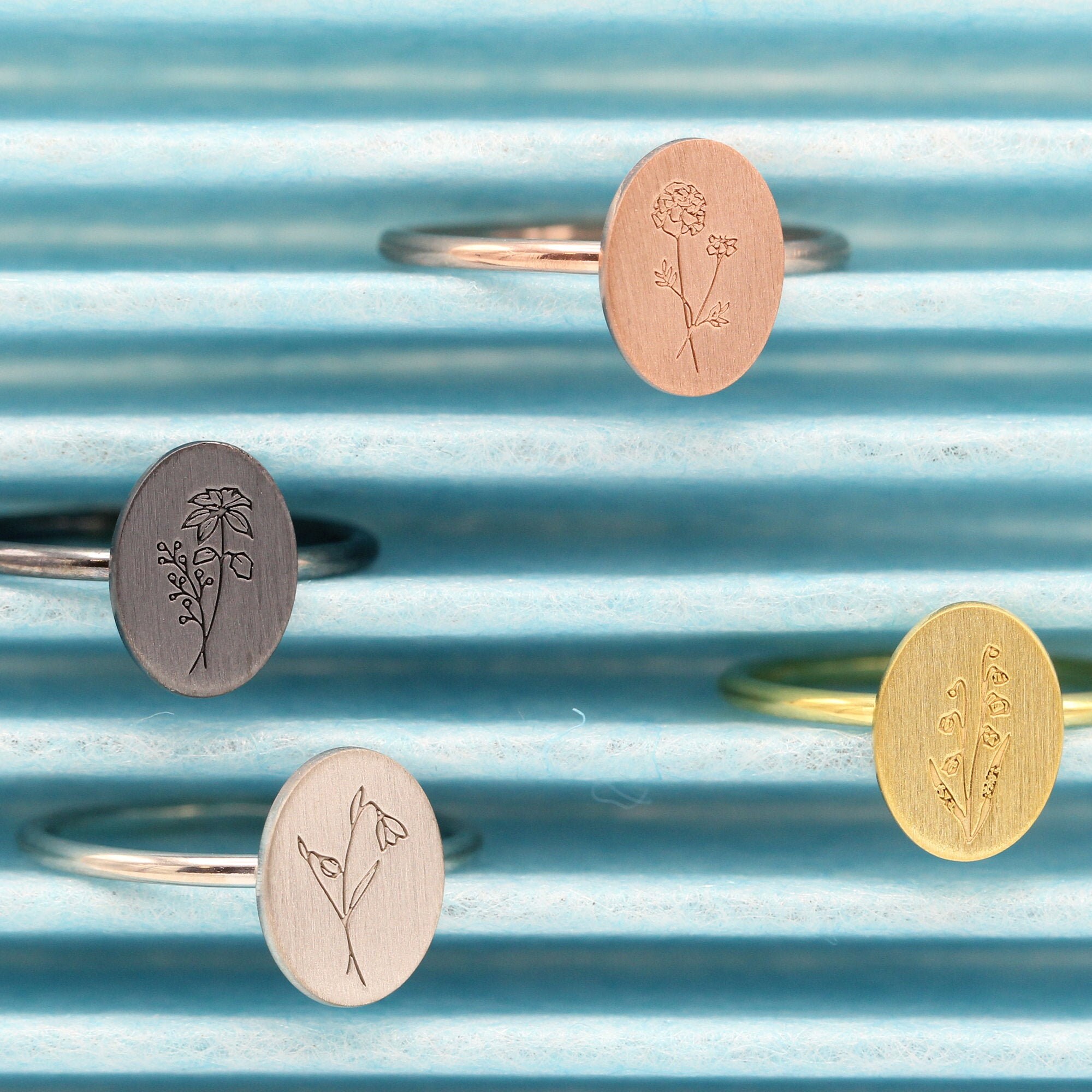 Birth Flower Ring Flora Sterling Silver Ring Bridesmaid Etsy