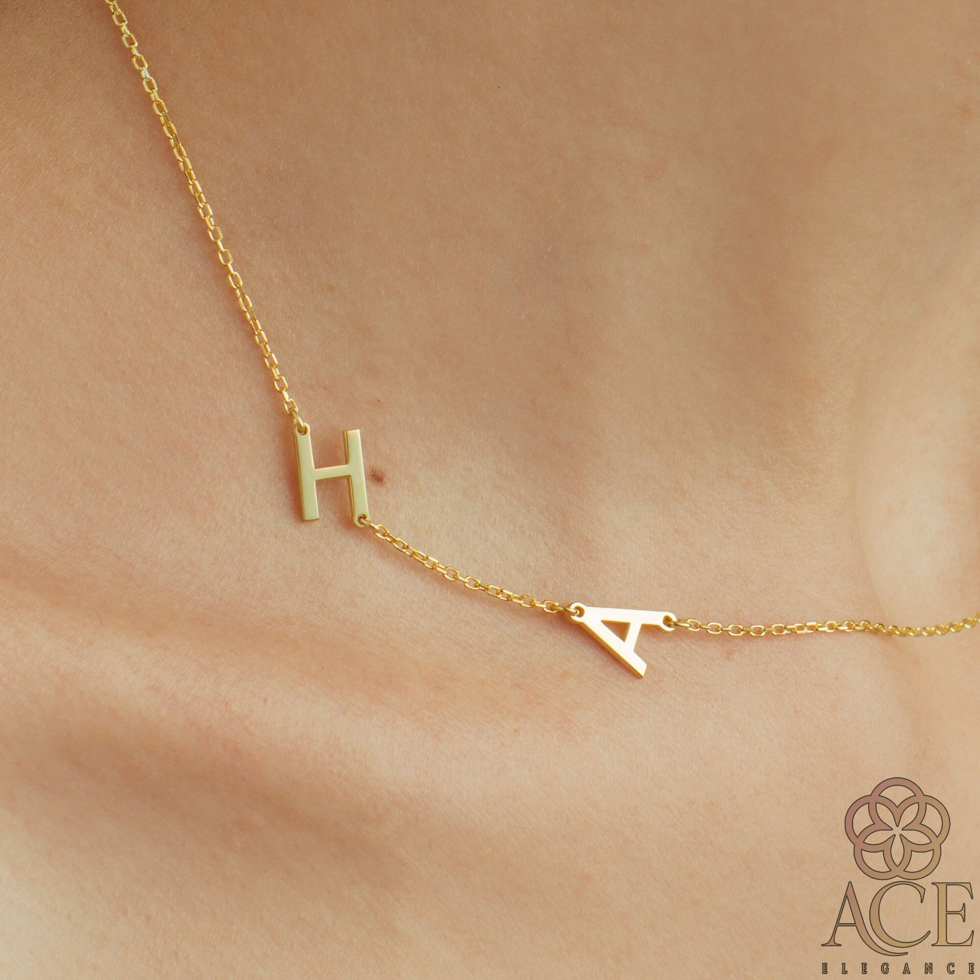 Tiny Gold Initial Necklace Mothers Necklace Grandma Necklace Childrens  Initials Gold Initial Charms Hand Stamped Initials Gift for Mom 