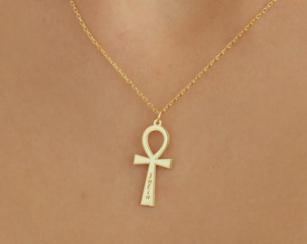 Gold Ankh Necklace,925 Silver Ankh Necklace,Adinkra Ankh Pendant,Antique Egypt Jewelry, Handmade Jewelry,Gifts for Her, Ankh Pendant