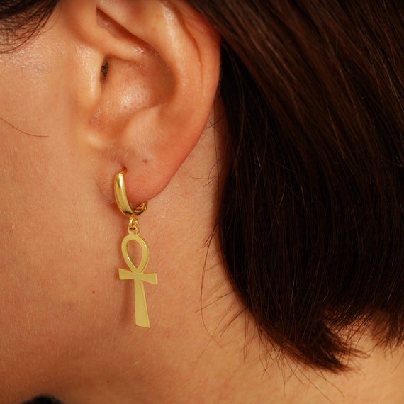 Gold on sale ankh earrings