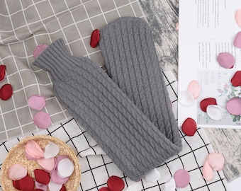 Borsa dell'acqua calda extra lunga con copertura in maglia e copertura intercambiabile per il collo e la schiena