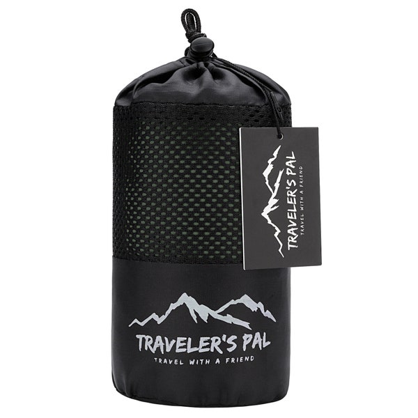Traveler's Pal Hüttenschlafsack aus 100% Baumwolle in Grün- Schlafsack mit Reißverschluss an Seite und Fußende - leicht und dünn zum Reisen