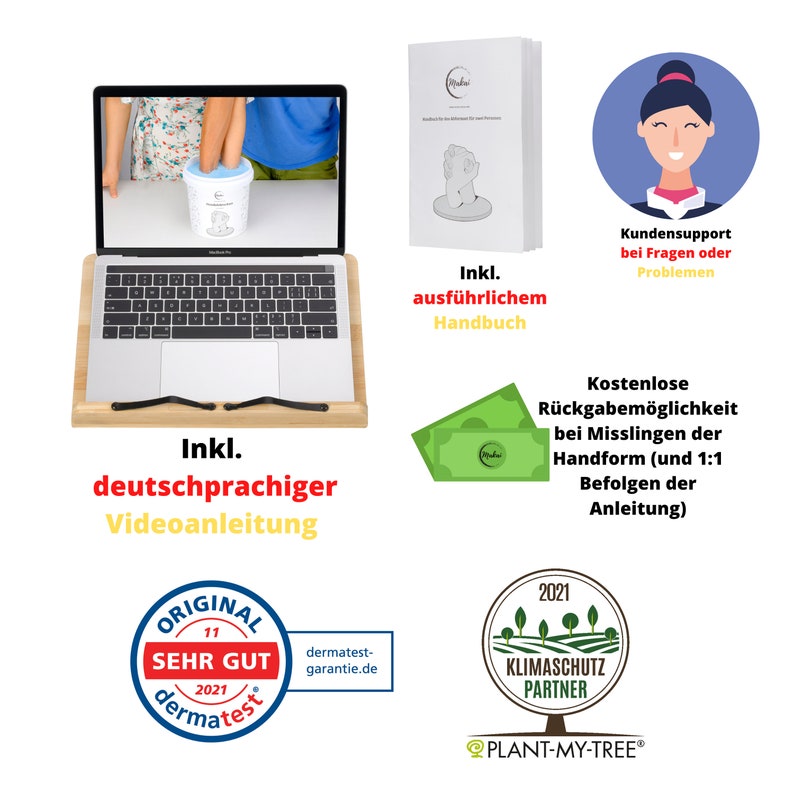 Handabformset mit Videoanleitung für Zwei Personen 3D Abformset Gipsabdruck für Hände Geschenk für Paare Familie Hochzeit Jahrestag Partner Bild 8