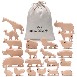 ideen.kollektiv - Figurines d'animaux en planches familiales systémiques en bois massif - figures représentatives pour les constellations familiales, coaching et conseils