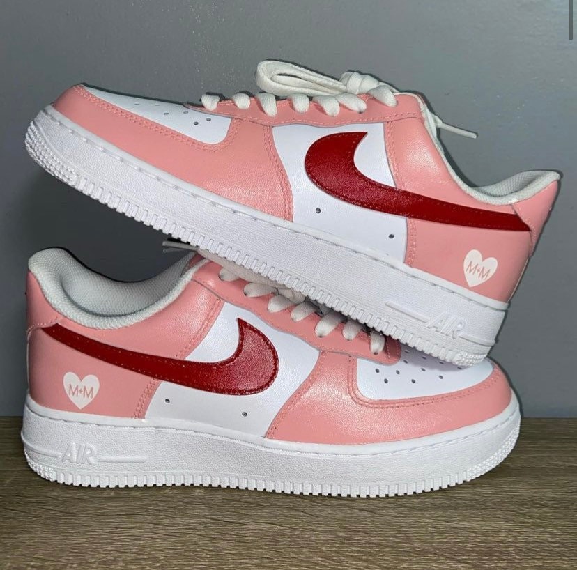 Pink and Red Custom Air Force 1s Nike Air Force Ones - Etsy