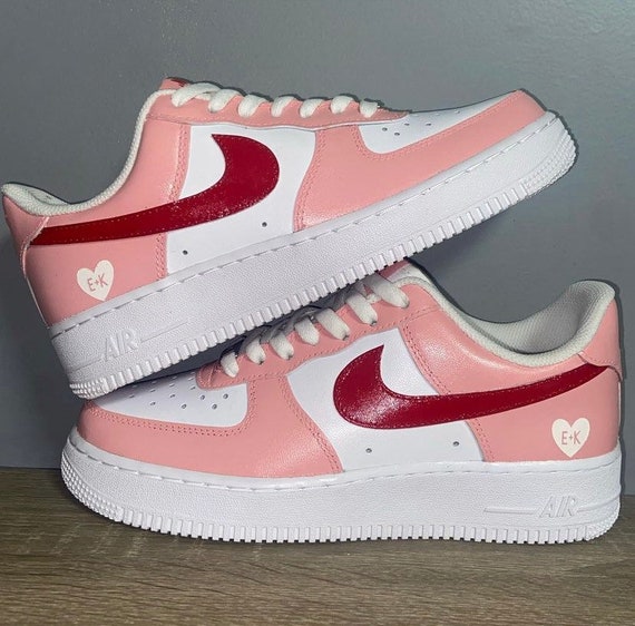 Roze en rood Custom Air Force 1's Nike Air Force Ones - Etsy België