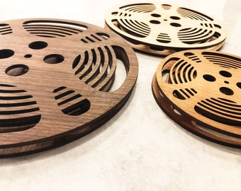 Set of 3 Film Reel 3D Wall Art, Home Theatre decor, Film enthusiast, Retro Vintage Film wall hanging, Movie night, Mid Century Modern,