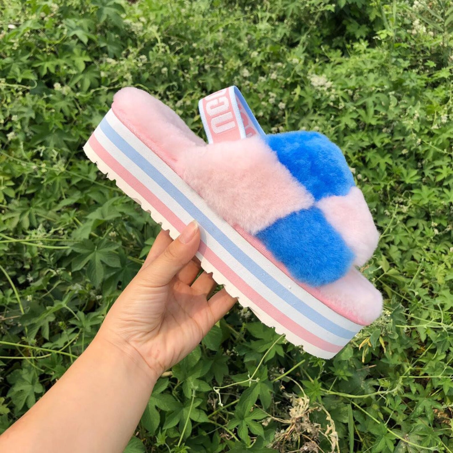 checkered ugg slides