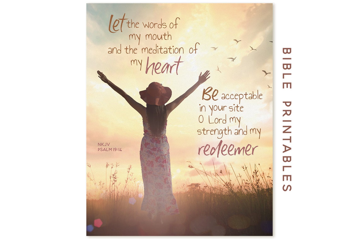Let the words of my mouth bible printable scripture image christian