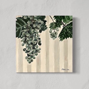 Green grapes / Acrylic paint on stretched canvas / 25 x 25 cm / 9.8 x 9.8 inch / Nature