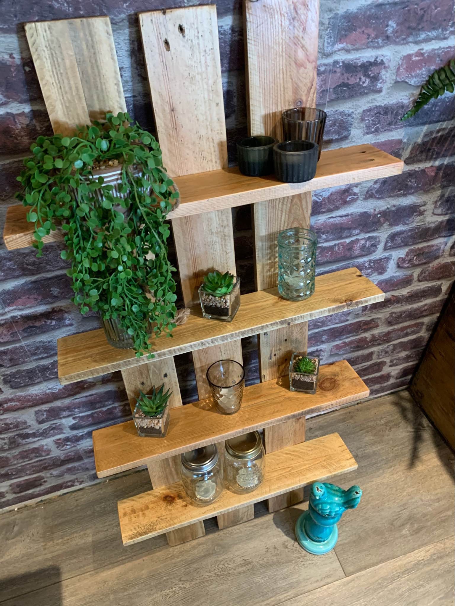 Rustic Reclaimed Wooden Plant stand / Shelf. Can be wall Etsy