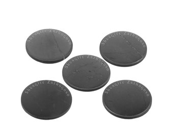 5x Shungite Plates EMF Protection Sticker Round shape | Authentic shungite stone