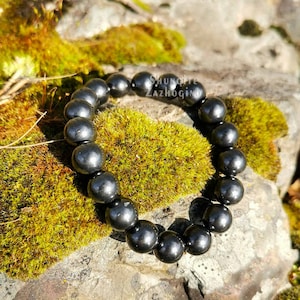 Authentic Crystal Shungite Bracelet - Natural Rare Stone Shungite - Fullerene c60 - Choose Your Size - Size of the Beads 10mm/0.4 in