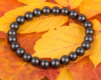 Custom-Sized Natural Shungite Bracelet – Personalized Gemstone Rare Shungite Stone  - Jewelry for Perfect Fit and Protection