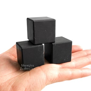 3x Shungite Cubes Set | Size of each shungite cube 1.2 inches | small size | Unpolished surface | High quality Russian shungite