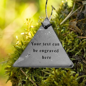 Name Pendant - Natural Rare Stone - Customizable Engraved Shungite Necklace - Authentic Black Fullerene Rock| This is NOT Orgonite!