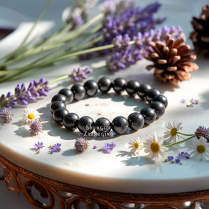 Shungite Bracelet - Very large Beads - Made of Authentic Shungite Beads - Natural Rare Black Crystal - Not plastic! This is a natural stone!
