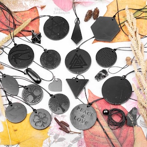 Unique Geometric Shungite Pendants to Define Your Style - Made of rare Russian Stone Shungite - Protection from Negative Energy - Fullerene