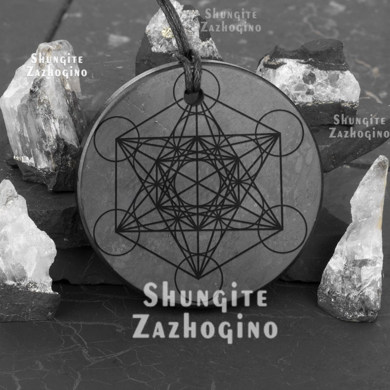 Various Shungite pendants engraved amulets Choose your own Nine different styles Size 1.4 inches Authentic Russian shungite stone Metatron