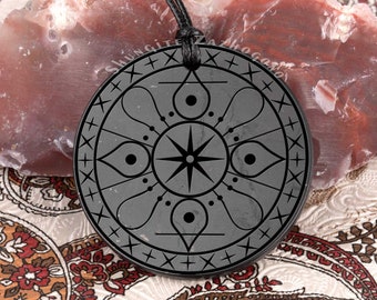 Shungite Protection pendant Amulet | Activator of vital energy and spirit aspiration| Big size 1.8 inches Authentic Shungite Amulet