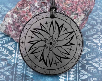 Pingente de Shungite Transformação | Ativador de energia vital e aspiração espiritual | Tamanho grande: 4,5 cm (1,8 polegadas) | Pedra de Shungite autêntica