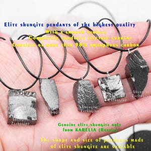 Elite Shungite Pendant - Minimalistic - Noble Russian Stone Type 1 - Carbon 98% - Fullerene c60 - Silver Rare Stone | Noble shungite pendant