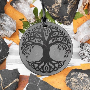 Tree of Life Celtic Stone Necklace - Authentic Shungite Stone c60 - An amulet of Life&#39;s path and Wisdom