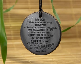 Cadeau voor zoon, zoons ketting, Shungite ketting voor zoon, cadeau voor mijn zoon, gepersonaliseerde zoon ketting, cadeau voor zoon, van moeder, verjaardag zoon