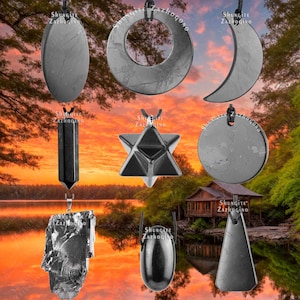 Shungite pendants - 9 Shapes -  Find Your Perfect Amulet - Natural Shield from Negative Energy - Pendant Made of Protection Stone Shungite