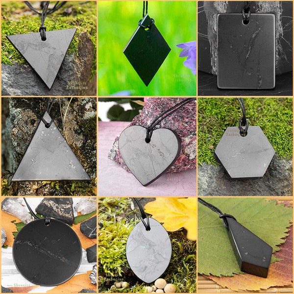 High Quality Shungite pendants | 9x different styles | Choose your style | Genuine actual shungite stone
