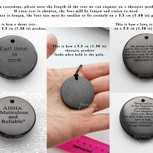 Colgante personalizable - Tamaño grande - 5 cm (2 pulgadas) - Hecho de auténtica roca de shungita - Piedra natural de fulereno - Regalo personalizado con texto imagen 5