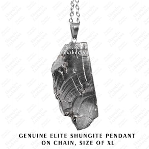 Shungite Pendant Necklace  - Elite Shungite Rock - XL Size - With a Stainless Steel Chain - Type 1 - Fullerene - Natural Crystal Necklace